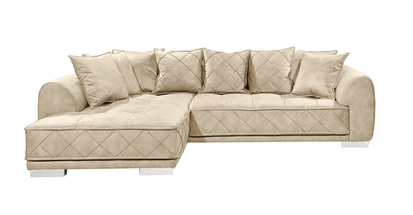 Sofa Couch Wohnlandschaft + Kissen + Seiten wechselbar