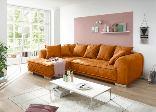 Sofa Couch Wohnlandschaft + Kissen + Seiten wechselbar