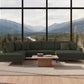Wohnlandschaft Couch Sofa + Cord Stoff grün + Kissen