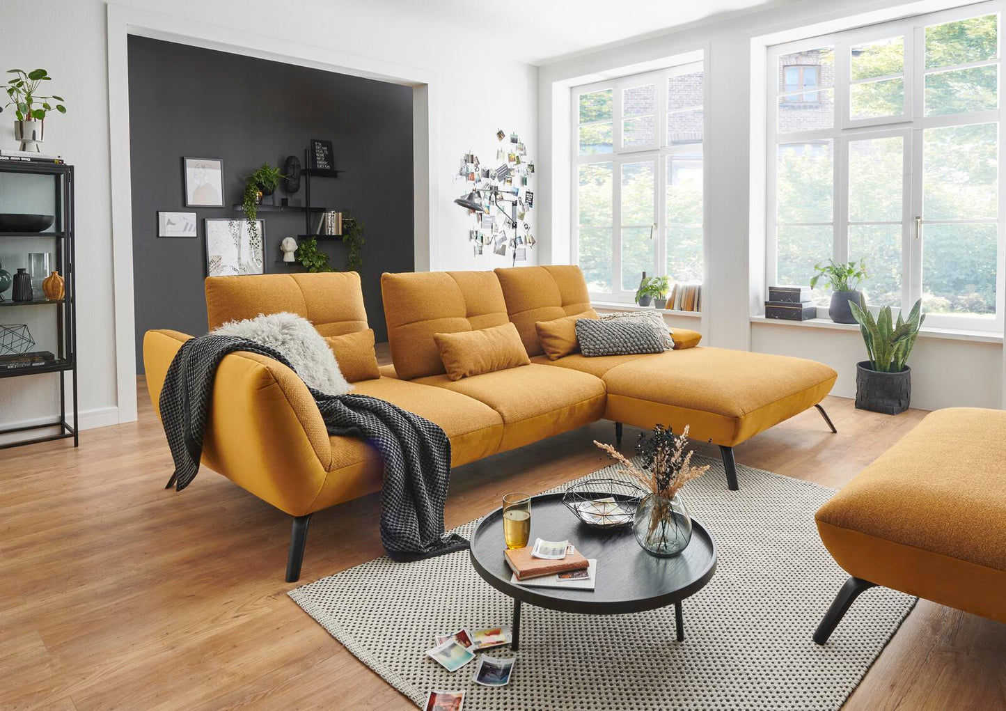Sofa Couch Wohnlandschaft + Rückentiefen verstellbar + Cord Stoff