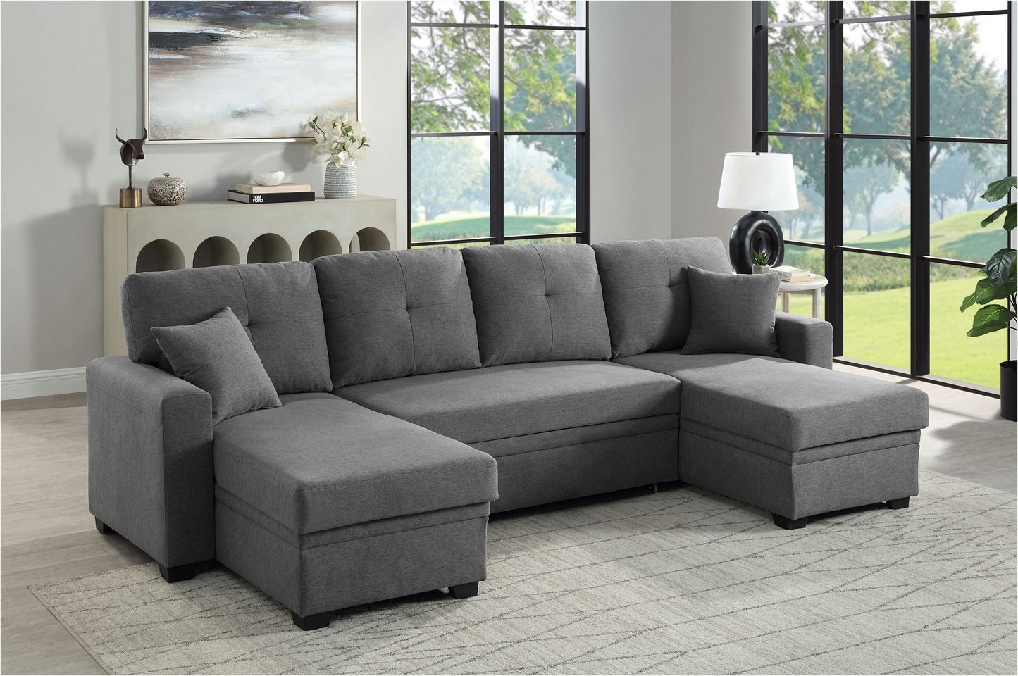 Wohnlandschaft Sofa Couch + Bettfunktion + Stauraum