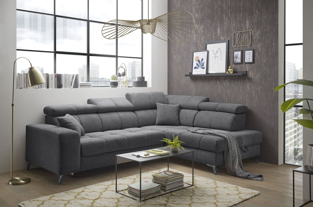 Sofa Couch + Elektrische Sitztiefe + Stauraum Groß + Kopfteile verstellbar