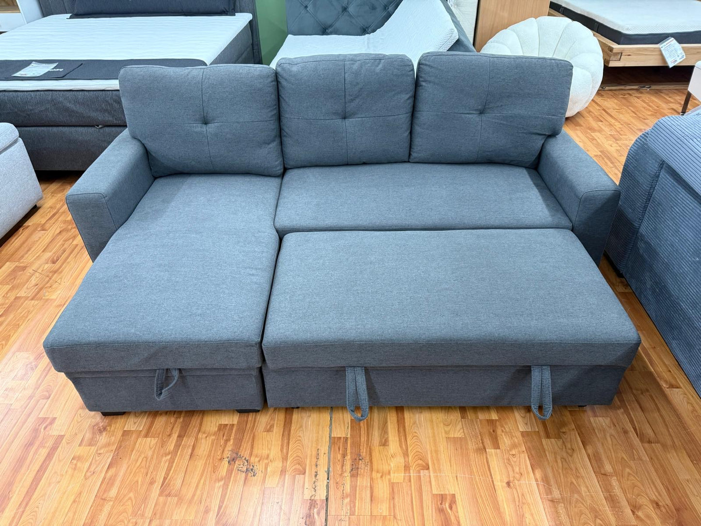 Sofa Couch Wohnlandschaft +Bettfunktion +Stauraum +Seiten wechselbar