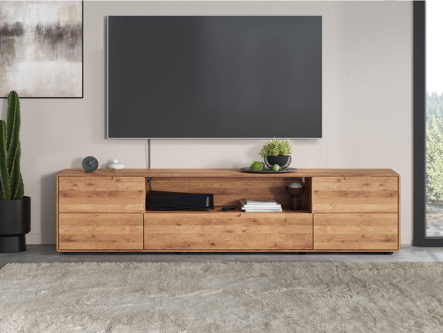 TV-Kommode Massivholz Griffmulde vers. Modelle