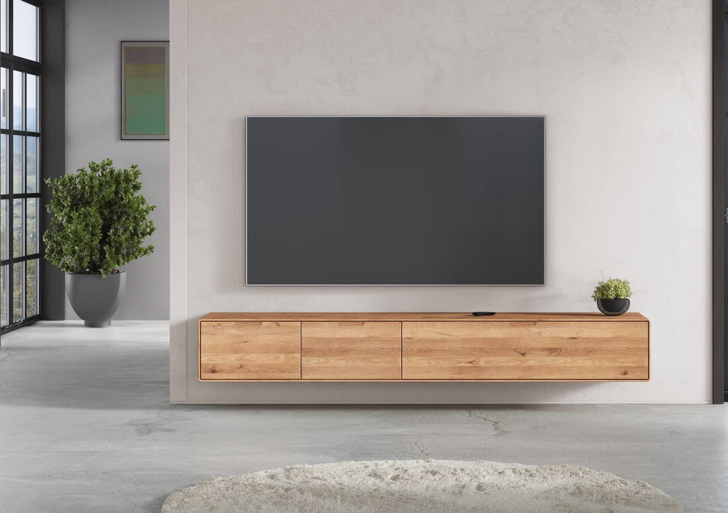 TV-Kommode Massivholz Griffmulde vers. Modelle