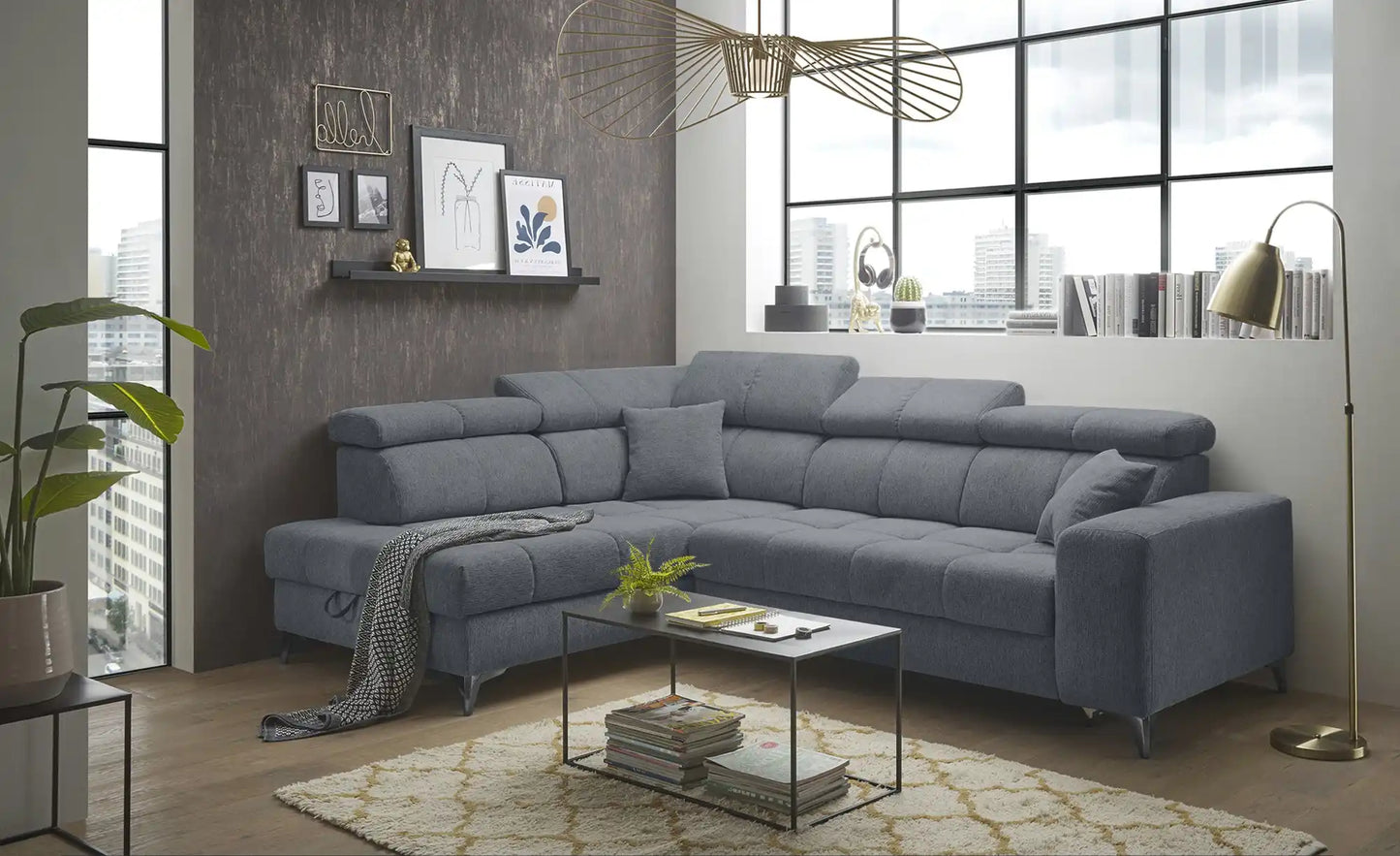 Sofa Couch + Elektrische Sitztiefe + Stauraum Groß + Kopfteile verstellbar