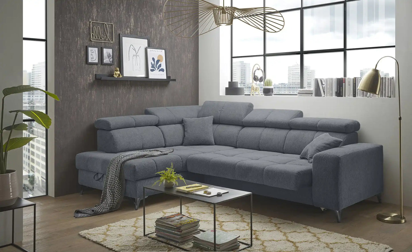 Sofa Couch + Elektrische Sitztiefe + Stauraum Groß + Kopfteile verstellbar