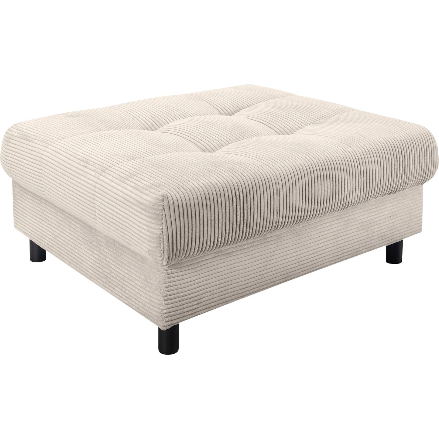 Wohnlandschaft Sofa Couch + Hocker + Kissen + Cord Stoff