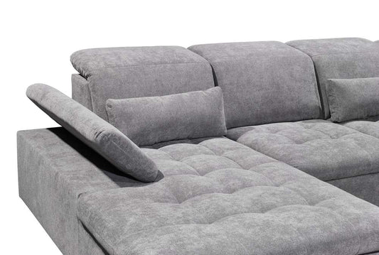 Wohnlandschaft Sofa Couch +Bettfunktion +Stauraum +Kopfteilverstellung