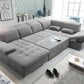 Wohnlandschaft Sofa Couch +Bettfunktion +Stauraum +Kopfteilverstellung