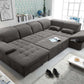 Wohnlandschaft Sofa Couch +Bettfunktion +Stauraum +Kopfteilverstellung