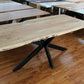 Esstisch + Massivholz Akazie + Baumkante + Spider Gestell + NEU auf Lager 180cm 200cm
