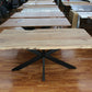 Esstisch + Massivholz Akazie + Baumkante + Spider Gestell + NEU auf Lager 180cm 200cm