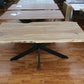 Esstisch + Massivholz Akazie + Baumkante + Spider Gestell + NEU auf Lager 180cm 200cm
