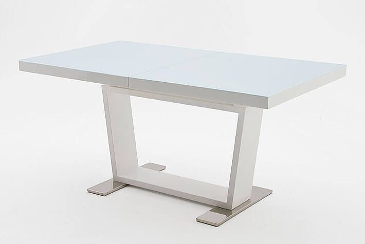 Esstisch Tisch +Hochglanz weiß + Ausziehbar + Metall Gestell