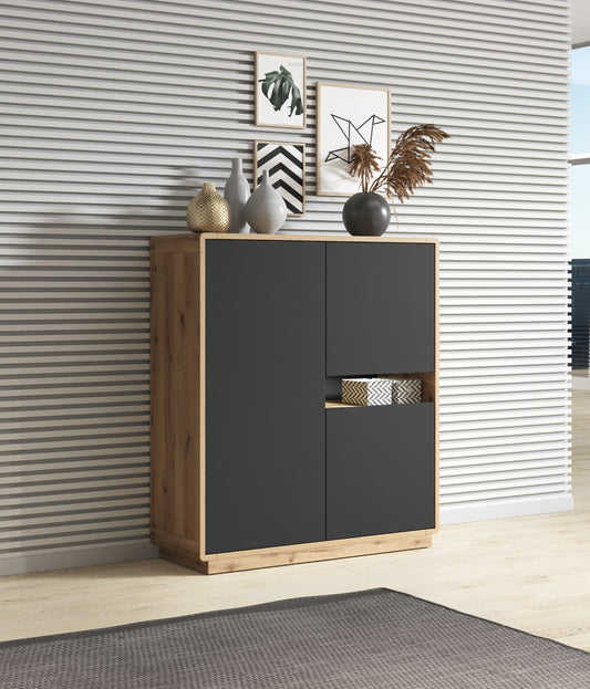 Hochkommode Kommode Vitrine +Einlegebodenkanten +Soft Close