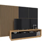 Wohnwand Set + Holz Optik + Schubladen + Ablagefläche