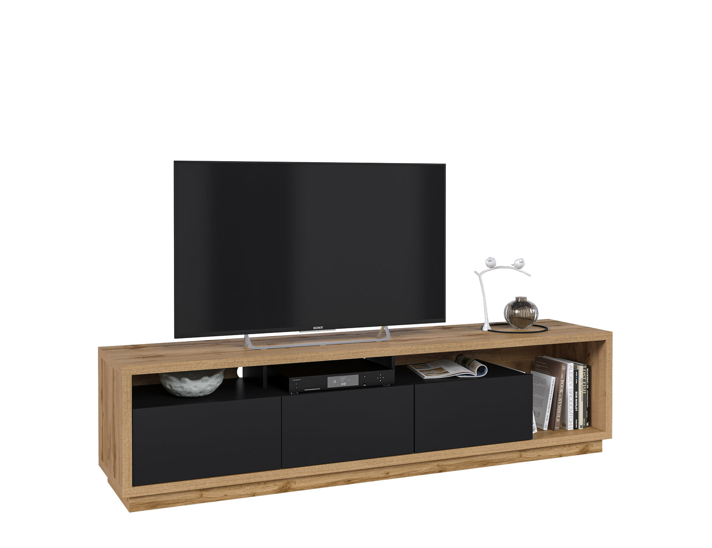 Wohnwand Set + Holz Optik + Schubladen + Ablagefläche