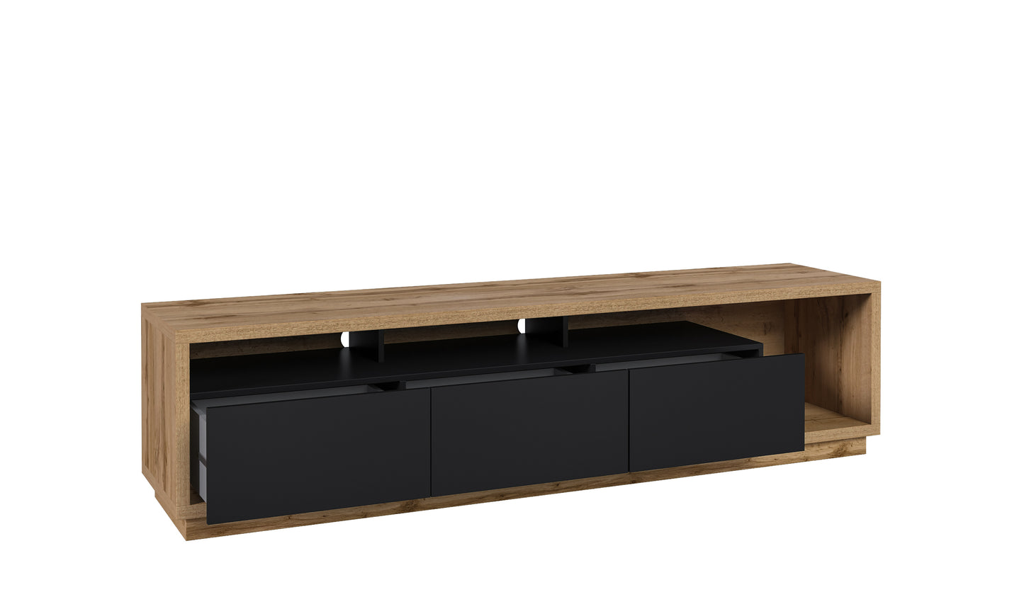 Wohnwand Set + Holz Optik + Schubladen + Ablagefläche