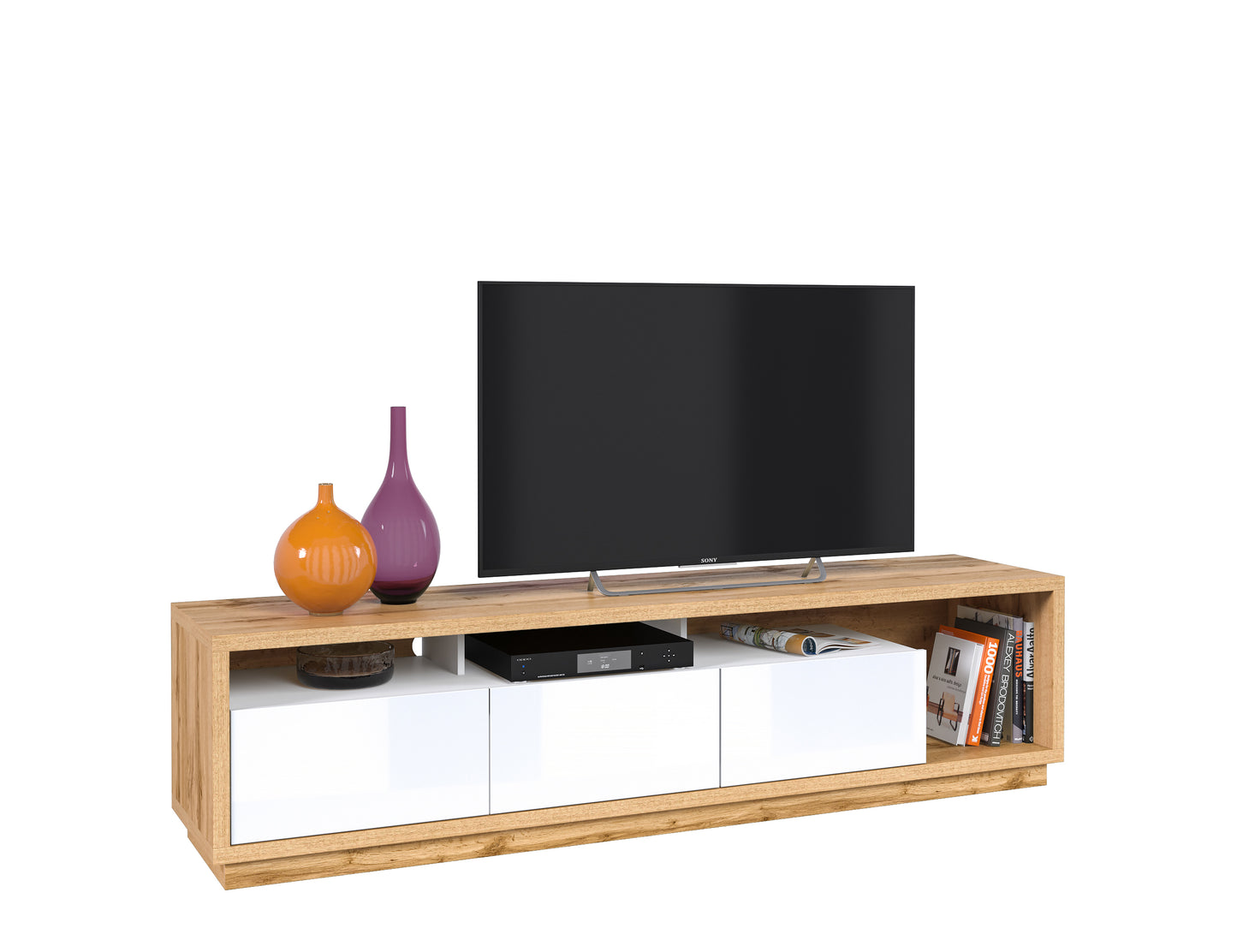 Wohnwand Set + Holz Optik + Schubladen + Ablagefläche