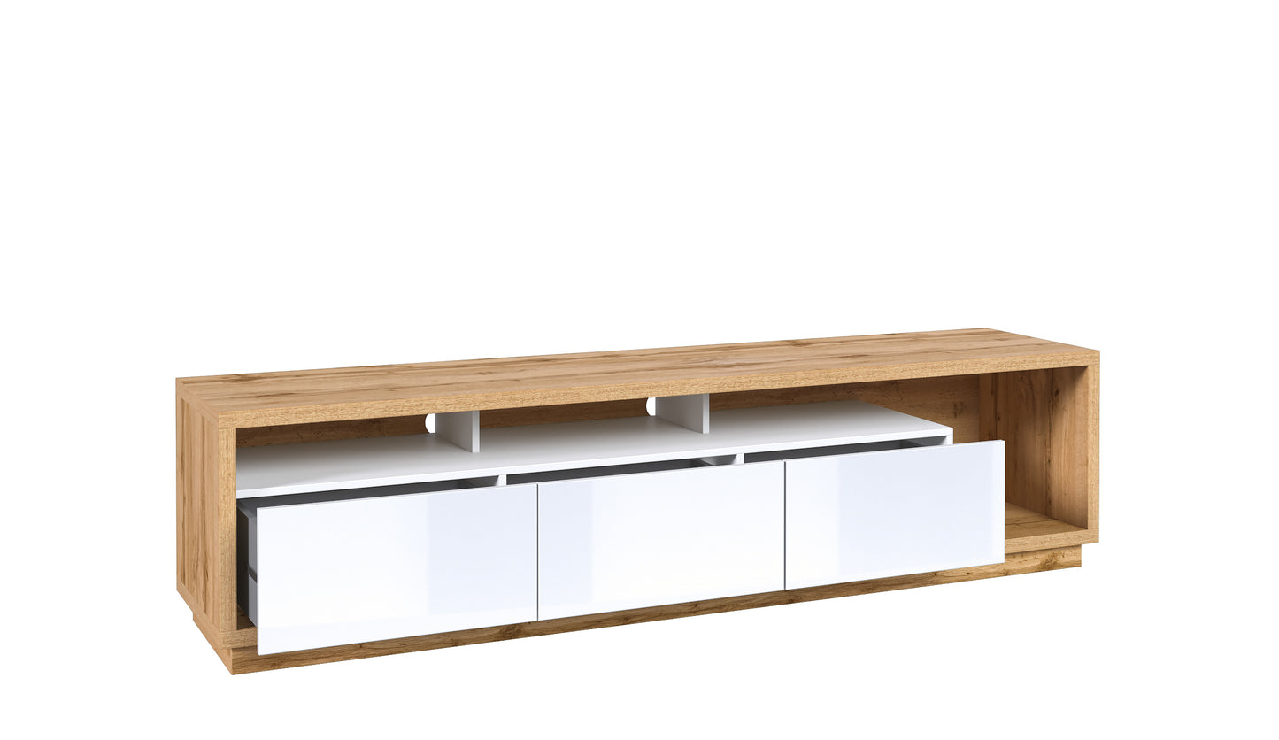 Wohnwand Set + Holz Optik + Schubladen + Ablagefläche
