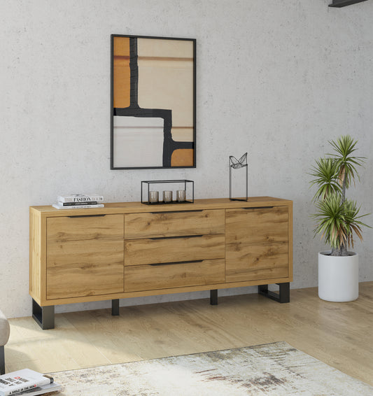 Kommode Sideboard Vitrine + Schubladen + Ablagefläche