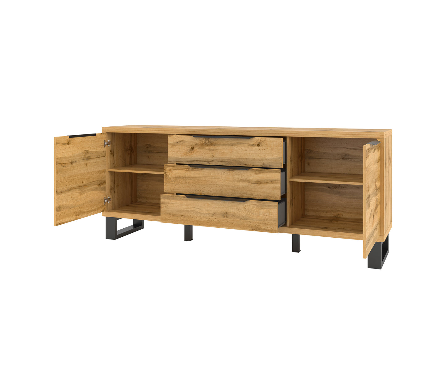 Kommode Sideboard Vitrine + Schubladen + Ablagefläche