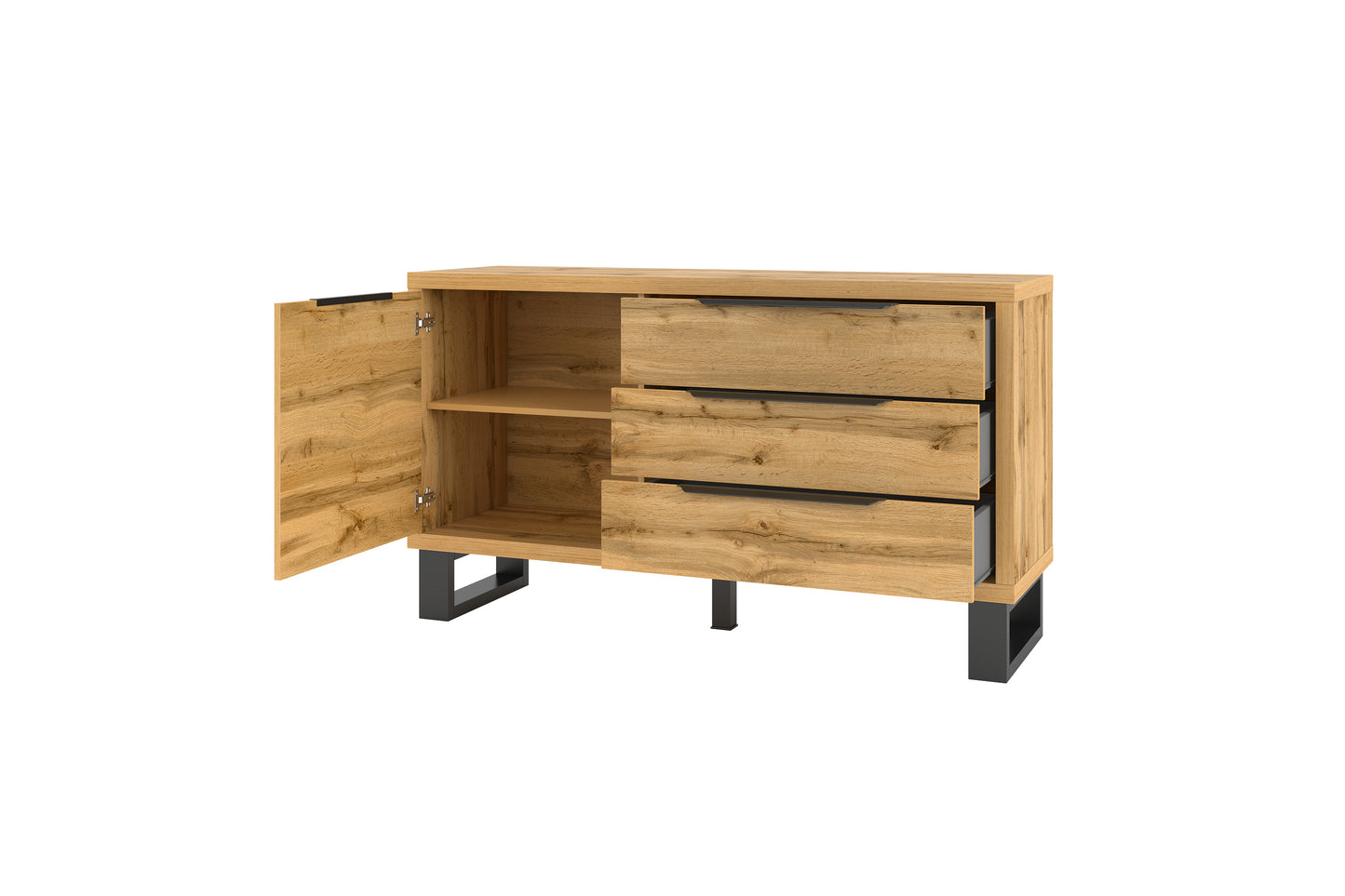Kommode Sideboard Vitrine + Schubladen + Ablagefläche
