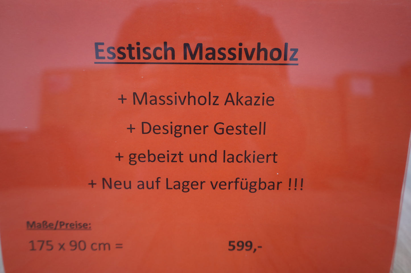 Esstisch Tisch + Massivholz Akazie + DesignerGestell + Neu auf Lager