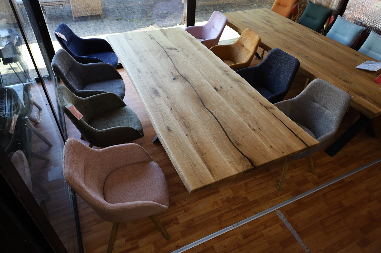 Esstisch Tisch +Massivholz Eiche VOLL 4cm +Baumkante +Epoxidharz