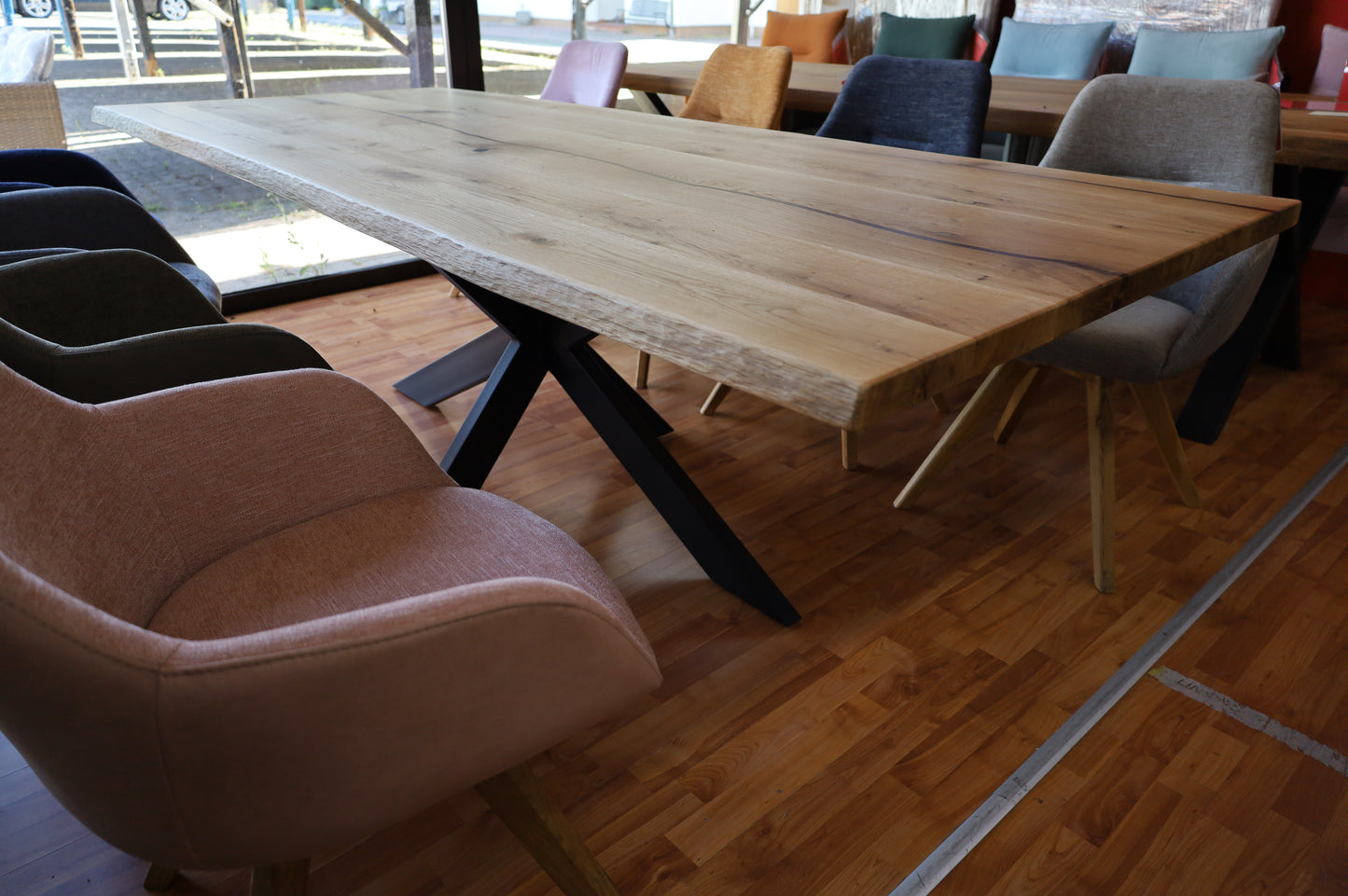 Esstisch Tisch +Massivholz Eiche VOLL 4cm +Baumkante +Epoxidharz