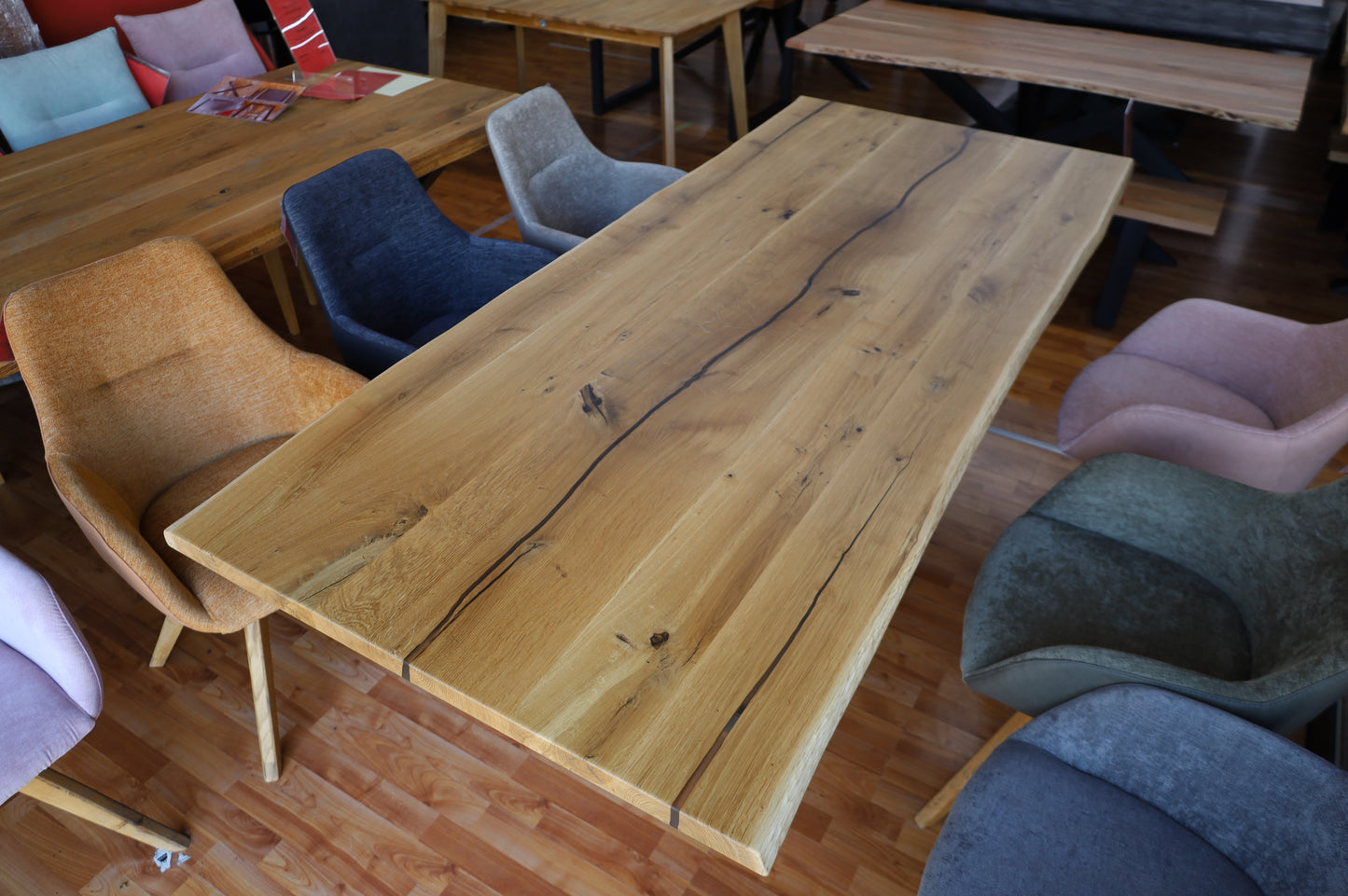 Esstisch Tisch +Massivholz Eiche VOLL 4cm +Baumkante +Epoxidharz