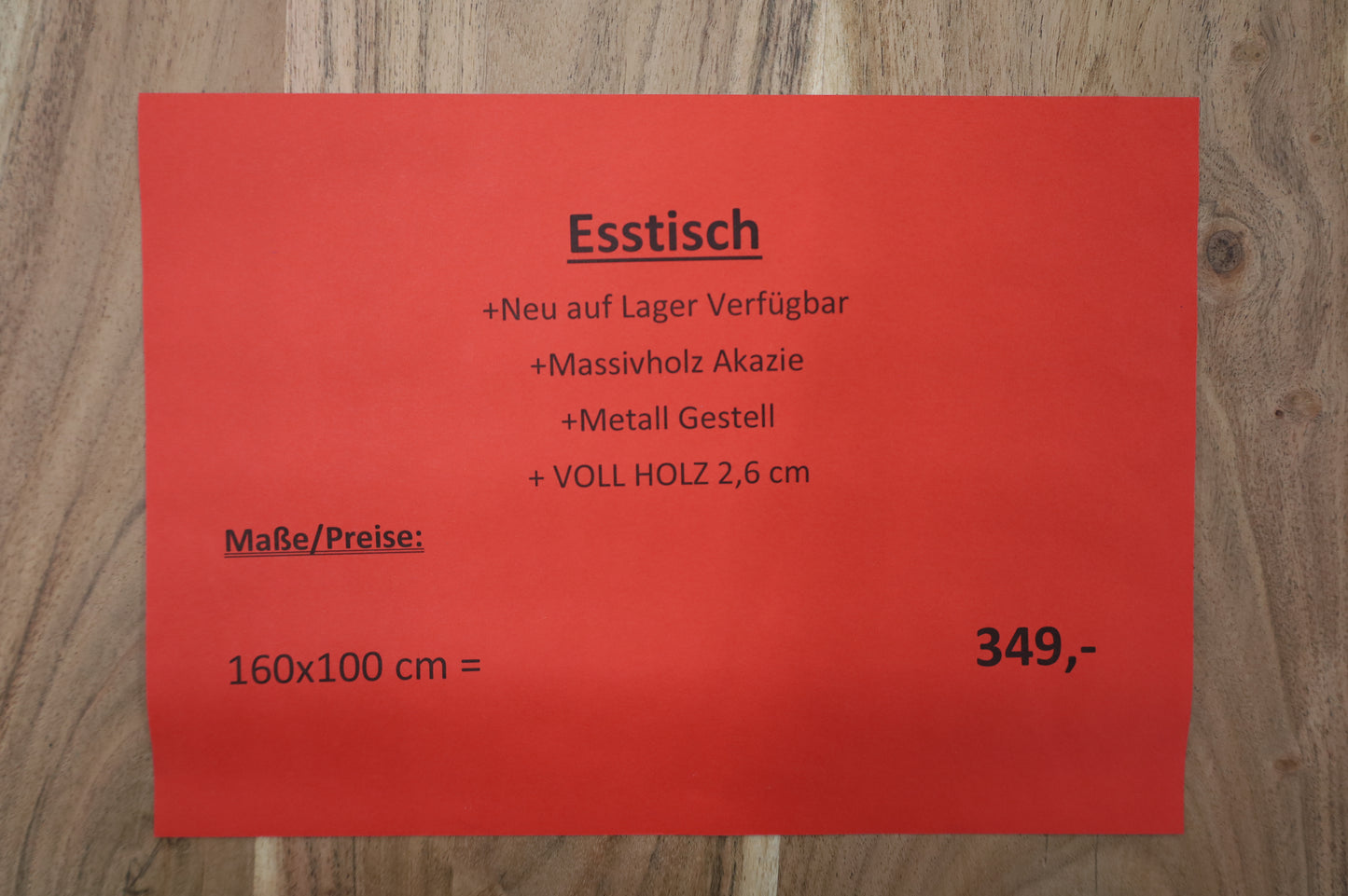 Esstisch Tisch + Massivholz Akazie + VOLL HOLZ 2,6 cm