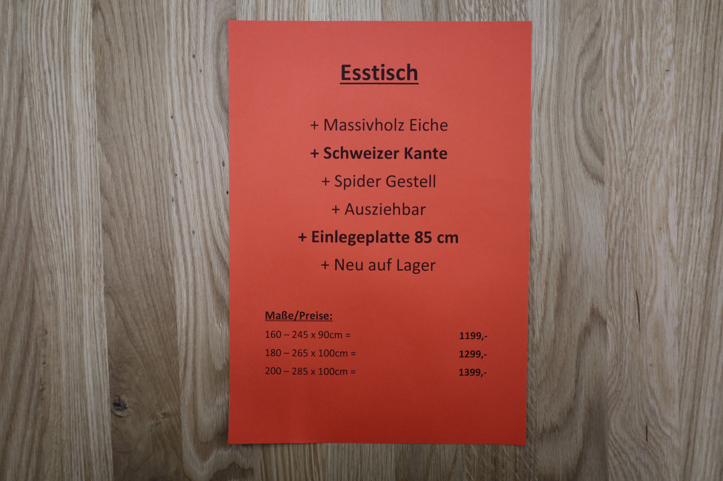 Esstisch Massivholz Eiche + Schweizer Kante +Spider Gestell +Ausziehbar