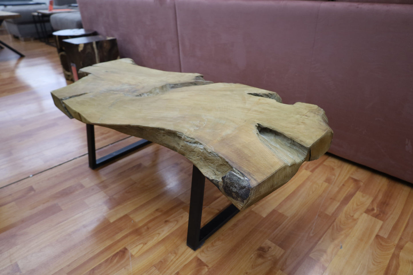 Couchtisch Tisch + Naturholz-Wurzelholz + Metall Gestell