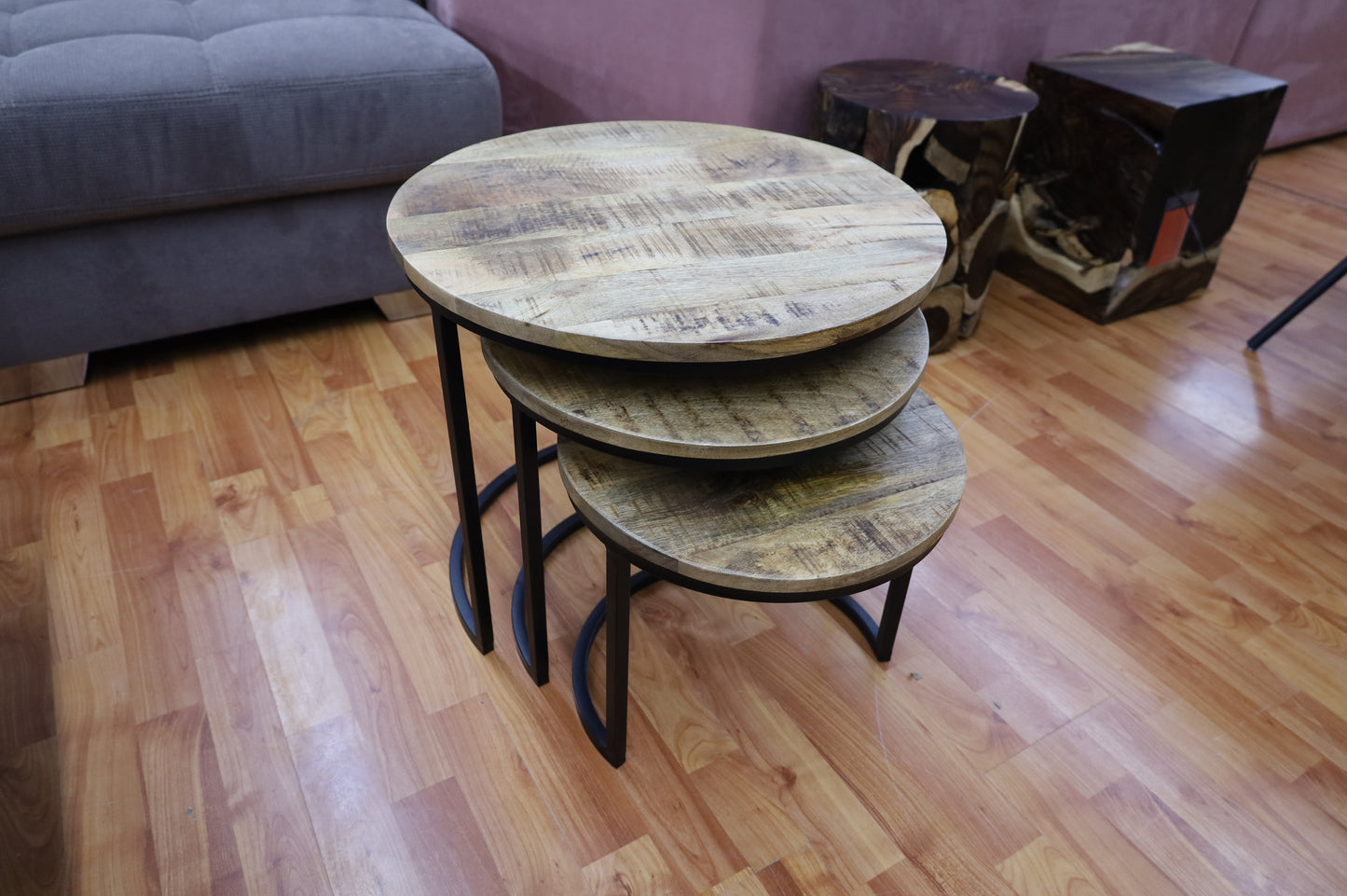 Beistelltisch Tisch + Massivholz  + 3er Set + Neu auf Lager