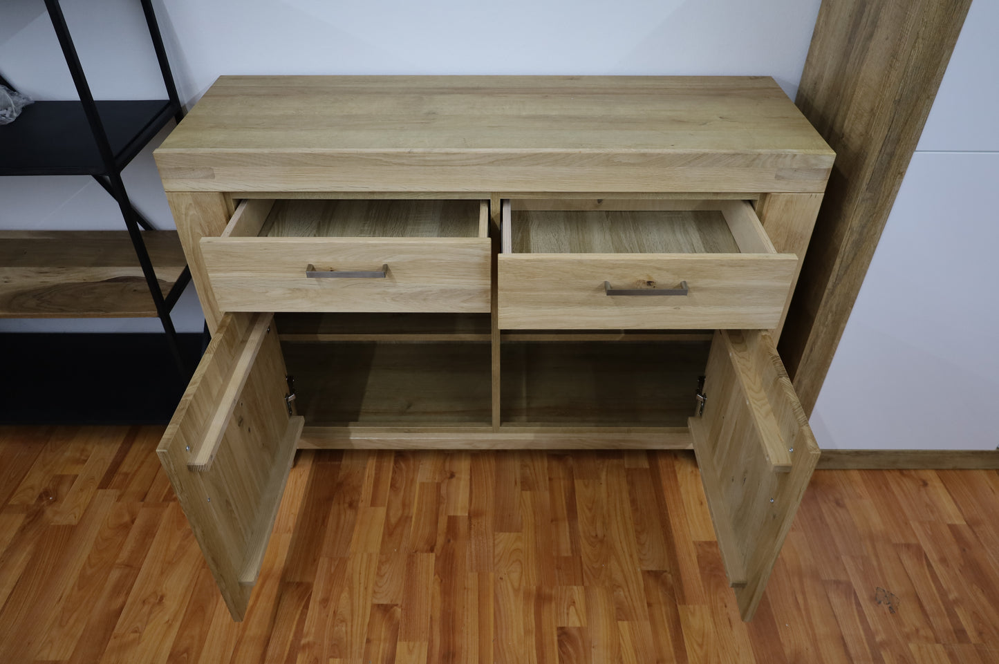 Kommode Vitrine Sideboard + Front Massivholz Eiche