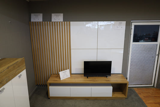 Wohnwand Set + Holz Optik + Schubladen + Ablagefläche