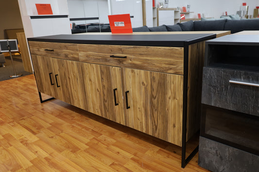 Kommode Vitrine Sideboard + Holz Optik + Soft Close