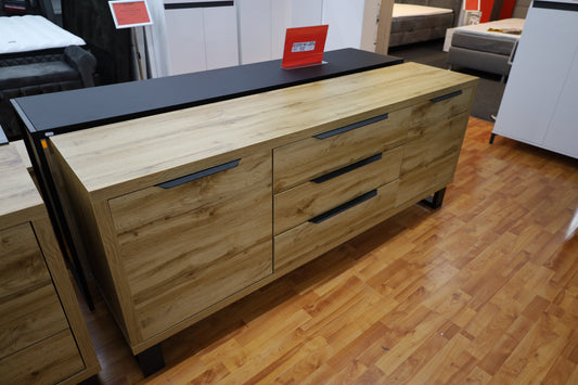 Kommode Vitrine Sideboard + Holz Optik + Schubladen