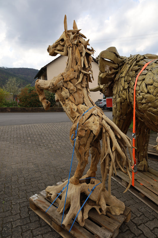 Pferd - Skulptur Gartenmöbel + Massivholz Teak