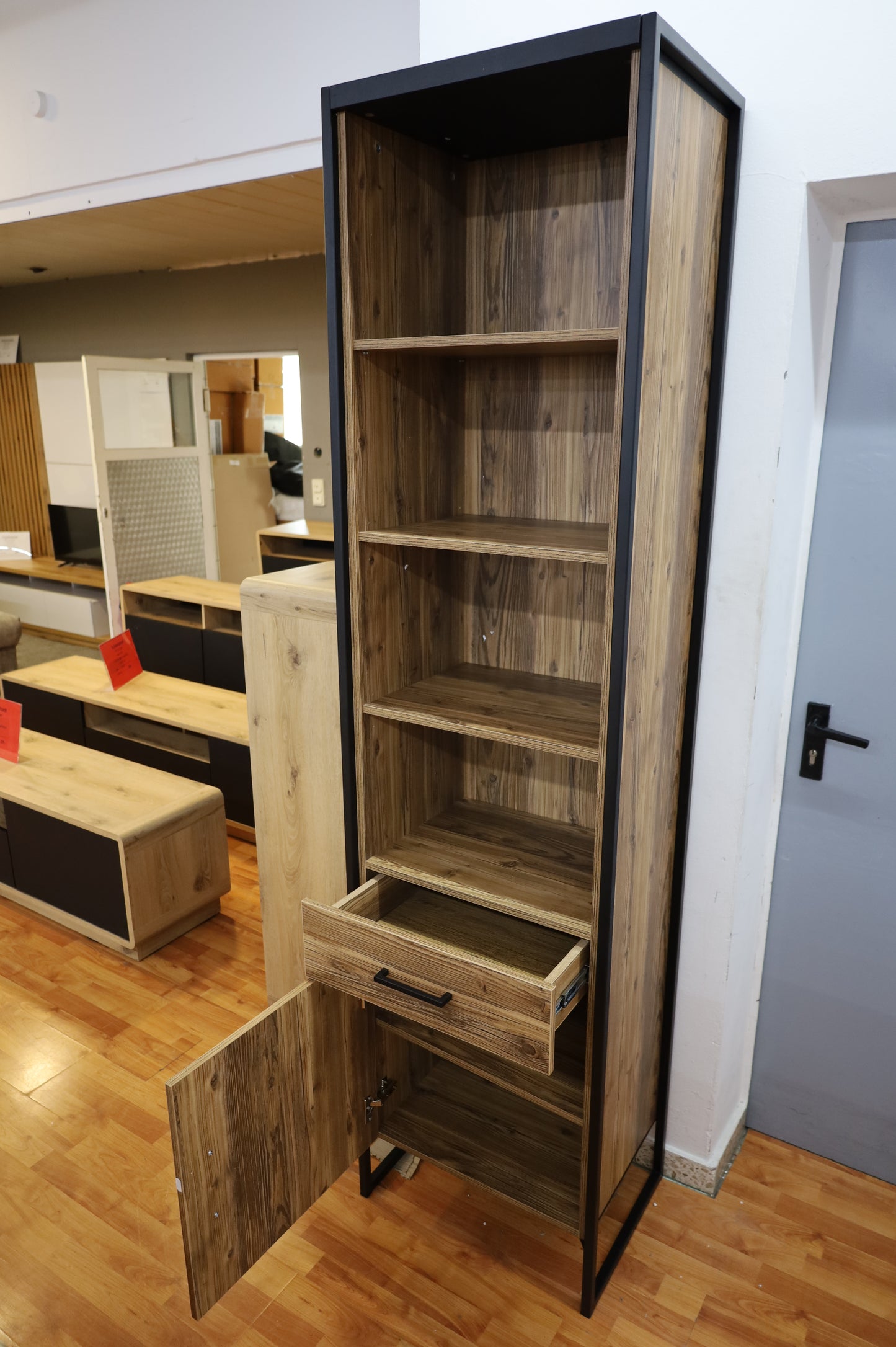 Vitrine Kommode Sideboard + Massivholz + Schublade