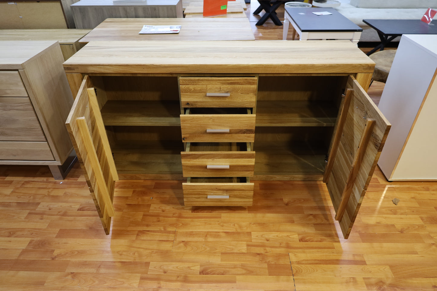 Kommode Vitrine + Front Massivholz Eiche