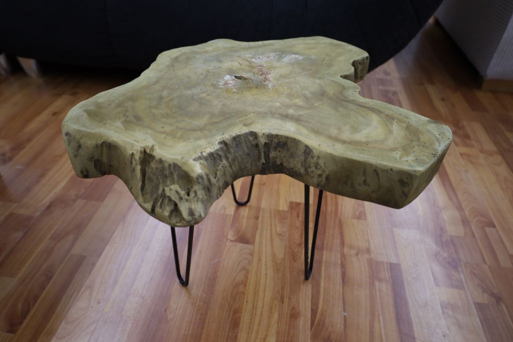 Couchtisch Tisch Beistelltisch + Massivholz + Wurzel-Holz + VOLL & 6 cm