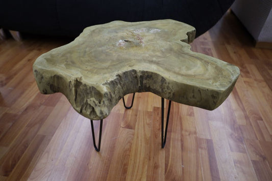 Couchtisch Tisch Beistelltisch + Massivholz + Wurzel-Holz + VOLL & 6 cm