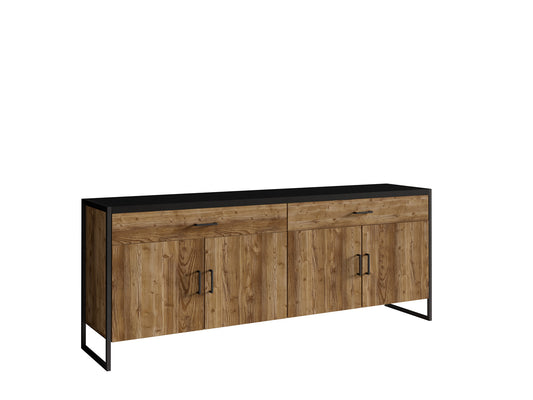 Kommode Vitrine Sideboard + Holz Optik + Soft Close