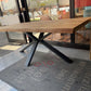 Esstisch Tisch + Massivholz Eiche + Baumkante + Spider Gestell